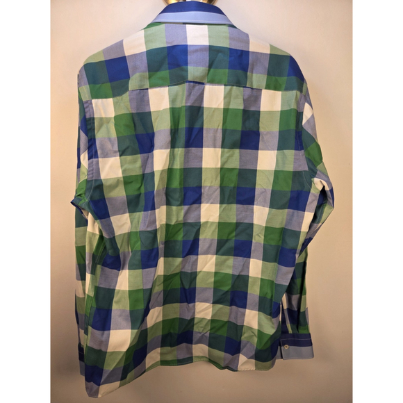 Di Nero Milano Men Long Sleeves Shirt XL Squared Pattern Pre-Owned - Picture 6 of 10